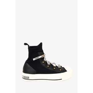 Christian Dior Black Canvas Walk'n'Dior High-Top Sneakers Size 36